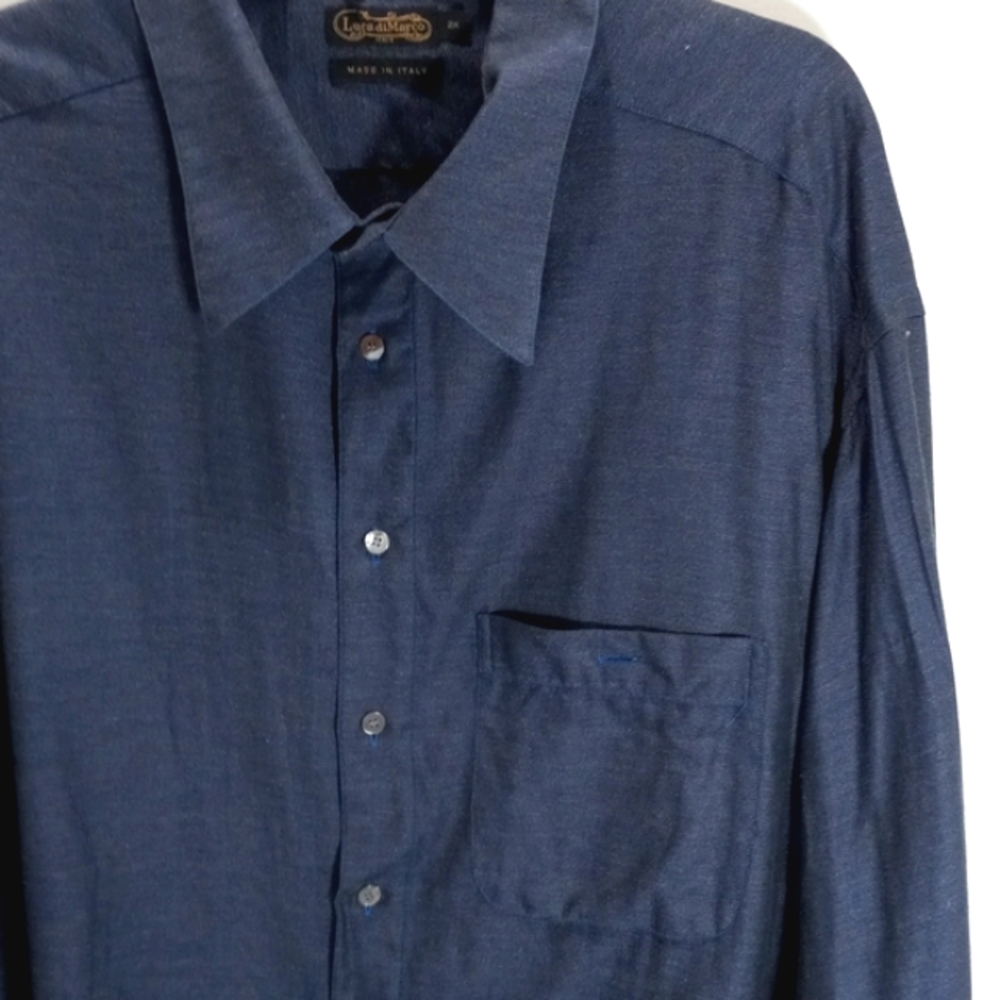Luca diMarco Mens Sz 2 X Blue button down, 100% Cotton - Picture 3 of 9